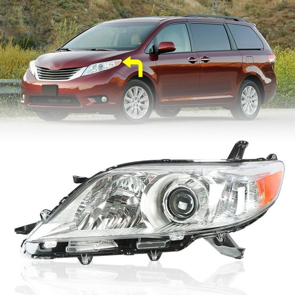 Genrics Headlights Assembly Replacement for 2011-2020 Toyota Sienna Halogen Headlamps Front lights Driver Side
