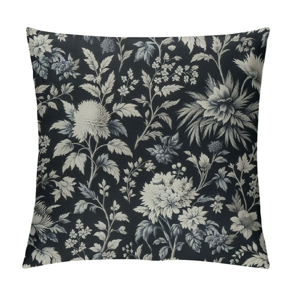 Creowell Decorative Handmade Floral Block Print Pillow Cover in Black and Grey for Home Decor Throw Pillow Case/Cover, Indoor, Farmhouse, Bohemian, Classic,Multi-Size