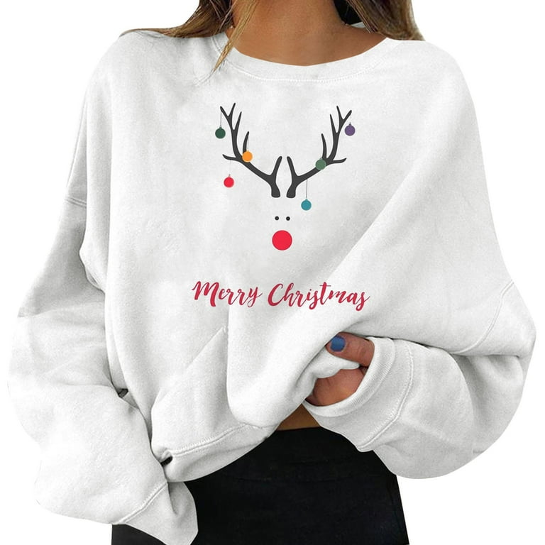 Sweatshirts Women Christmas Holiday Pullovers Fun Graphiprint Crew Neck Long Sleeve Cool Hoodies Top Walmart