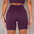 thumbnail image 3 of Women's High-Waisted Seamless Biker Shorts Ribbed Compression Yoga Workout Shorts for Fitness and Running- Medium, Purple, 3 of 6