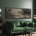 thumbnail image 3 of Large Framed Canvas Print Dark Forest with Misty River and White Flowers Wall Art Decorative Ready to Hang Painting for Living room Bedroom - 60"x20" Black Frame, 3 of 9