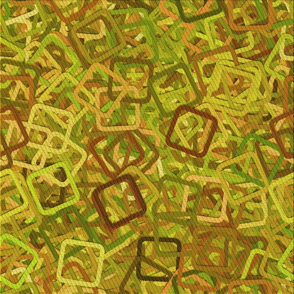 Ahgly Company Indoor Square Patterned Golden Brown Yellow Area Rugs, 4' Square