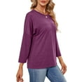 thumbnail image 6 of MOMOFEEL Long Sleeve Top for Woman Crewneck T-Shirts 3/4 Sleeve Tunic Tops For All Seasons (M9001 Wine Red L), 6 of 7