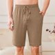 thumbnail image 4 of Pantalones Cortos de Cintura Elástica para Hombre Color Sólido Casual Beach Shorts de Verano con Botón, Algodón de Poliéster, 4 of 7