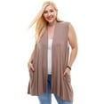 thumbnail image 1 of Pastel by Vivienne Women's Sleeveless Cardigan in Plus Size Mocha XX-Large, 1 of 4