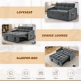 thumbnail image 2 of Lunale Pull Out Sofa Bed with Usb/Type-C, Loveseat Sleeper with Adjust Back, Convertible Sleeper Sofa for Apartment/Living Room, Gray Velvet, 2 of 9