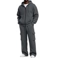 thumbnail image 2 of Ceisia Men's 2 Piece Tracksuit Full Zip Hooded Jacket And Elastic Waist Cargo Pocket Jogger Pants Casual Sweatsuit Set Gift, 2 of 9