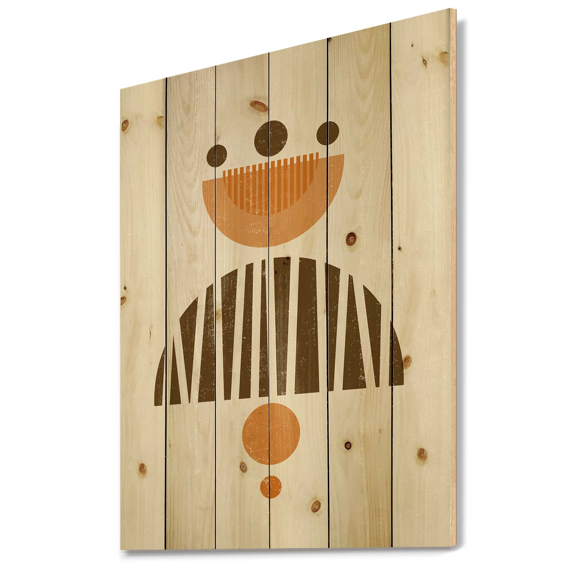 Designart 'Abstract Minimal Moon and Sun In Earth Tones IV' Modern Print on Natural Pine Wood