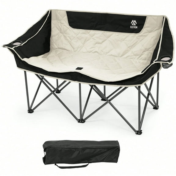 2-Person Oversized Camping Chair,Heavy-Duty Outdoor Chair For Friends,With Cup Holders