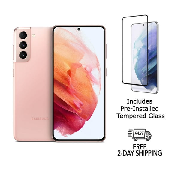 Restored Samsung Galaxy S21 5G G991U (Fully Unlocked) 128GB Phantom Pink with Screen Protector (Refurbished)