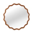 thumbnail image 5 of Kadyn 24" Wavy Round Accent Mirror, Decorative Wall Mounted Mirror for Home Bedroom Living Room Entryway, Premium Solid Wood Frame Design, Yellowish Brown Wood, 5 of 12