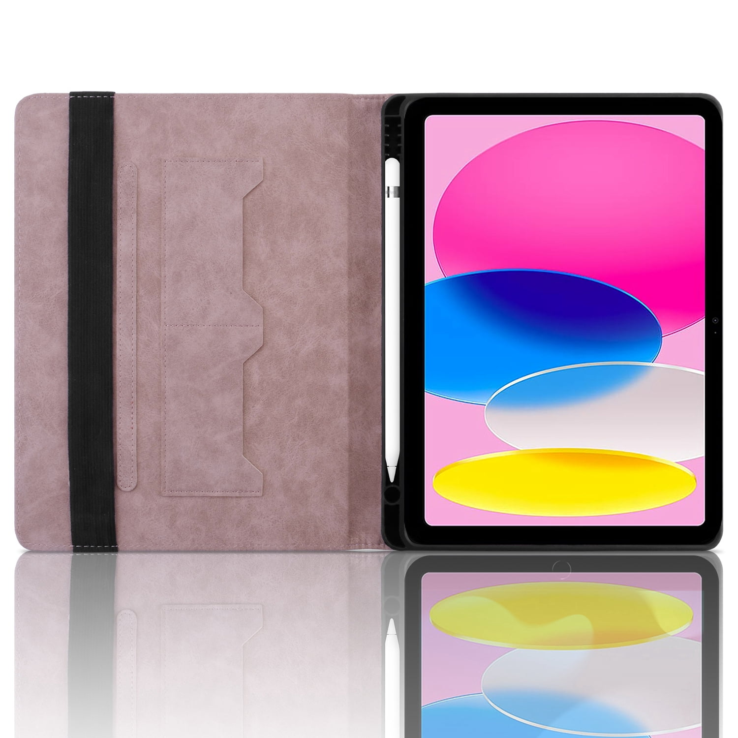Decase for iPad A16 11th Generation Case 11 inch 2025 & iPad 10th Generation Cover 10.9" 2022 with Pencil Holder/Pockets,Auto Wake/Sleep,Folio Stand Embossed PU Leather Smart Wallet Shell,Pink