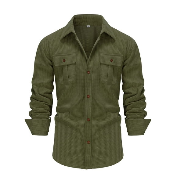 Cathalem Men's Linen Casual Long Sleeve Shirts Linen Casual Work Button Down Collared Regular Fit Dress Shirt,Green XXXL