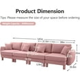 thumbnail image 2 of Modular Sectional Sofa, 4-Seat Deep Seat Sofa for Living Room, Cloud Couch Style Boucle Fabric Recliner, Shell-Shaped Armrests Cylindrical Legs Pink Couch, Wood Frame, Easy Assembly, 2 of 9