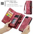 thumbnail image 6 of For iPhone 7/8/SE 2020/SE 2022 Wallet Case,Multi-Functional Retro Leather Purse Flip Cover Zipper Wallet Case with Removable Card Slots Pocket & Detachable Wrist Strap Magnetic Phone Case, Red, 6 of 9