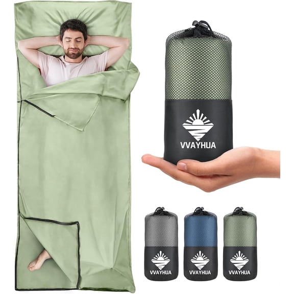 Sleeping Bag Liner, Self Tan Sleep Sack, Adult Two-Way-Zipper Expose Feet Separately, Portable Single Camping Travel Sheets for Hotel,Hostels,Business Trips