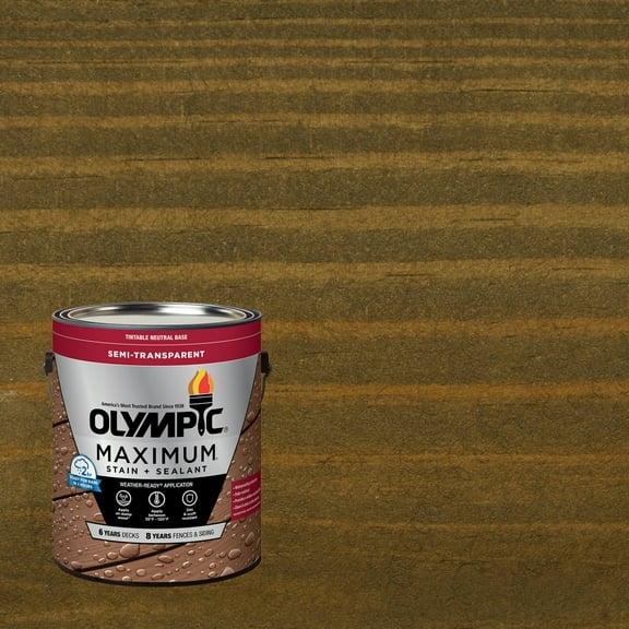 Olympic Maximum 1 Gallon ST-2008 Coffee Semi-Transparent Exterior Stain and Sealer in One Low VOC