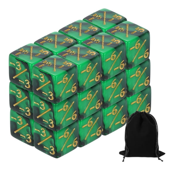 24Pack Magic Dice Counters, Acrylic D6 Life Counter Token Dice Set, Green & Black
