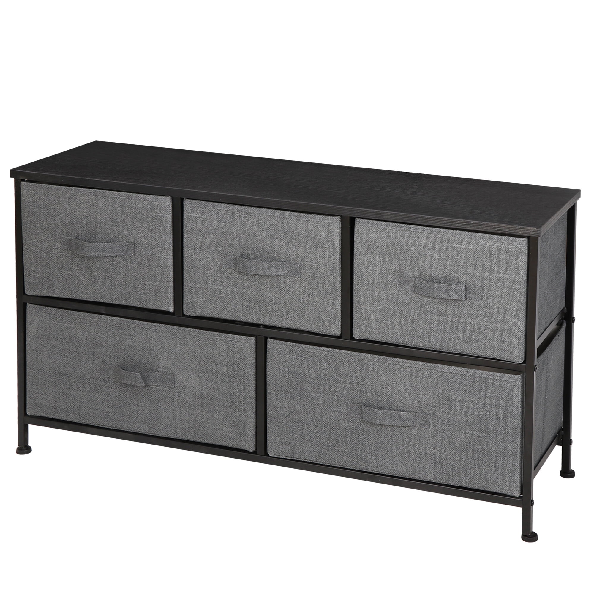 ZENY 2 Tiers Sturdy Steel Frame Wide Dresser Storage Tower Entryway Storage, Gray