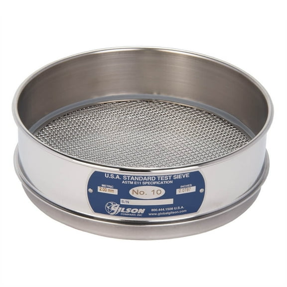 No.10 Mesh Sieve, All Stainless, Full-Height, 8in diameter