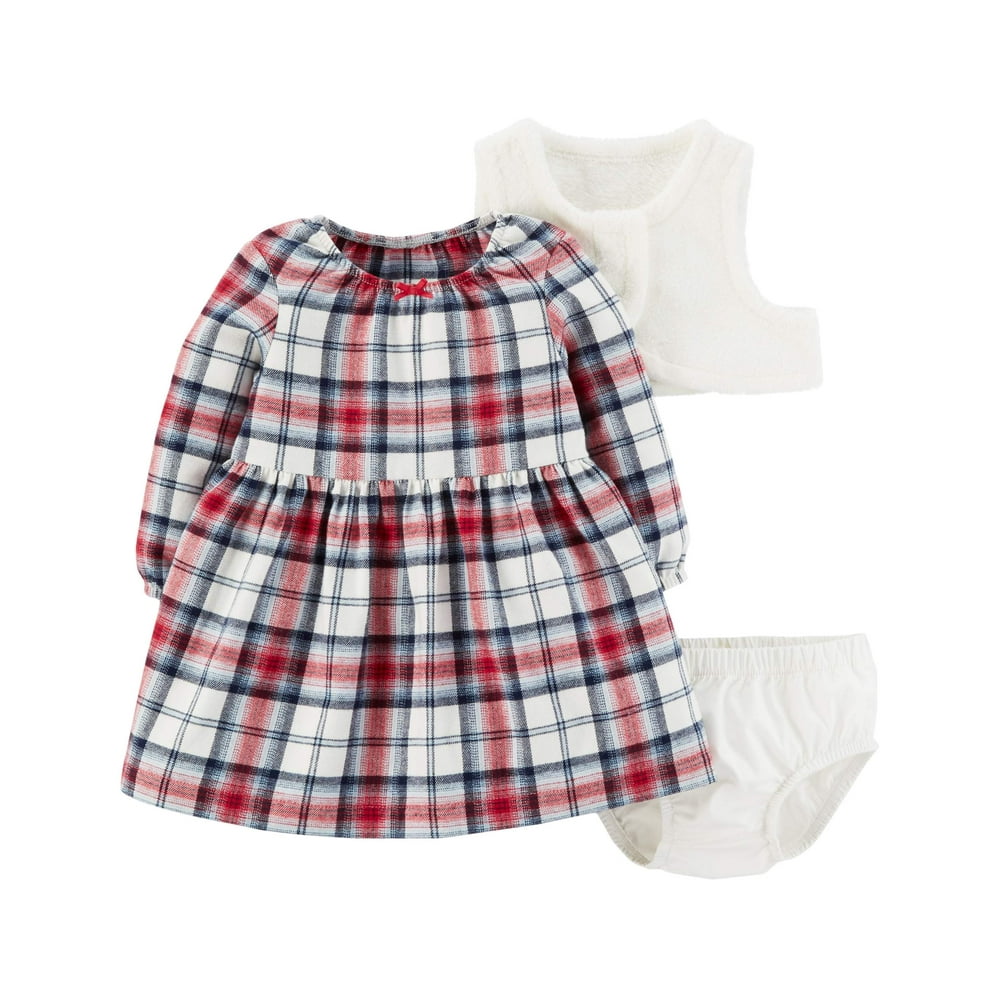 Child of Mine by Carter's Baby Girl Sherpa Vest, Flannel Dress