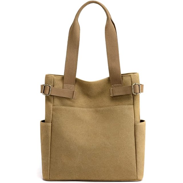 LinYooLi Retro Canvas Hobo Handbag Satchel for Women Men Teen Multipocket Large Shoulder Bag Purse