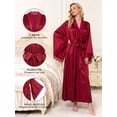 thumbnail image 6 of Womens Robe, AMITOFO Silky Satin Kimono Robe for Women with Lace Trim Long Lightweight Floor-Length Elegant Getting Ready Robe for Bride, Burgundy, 6 of 8