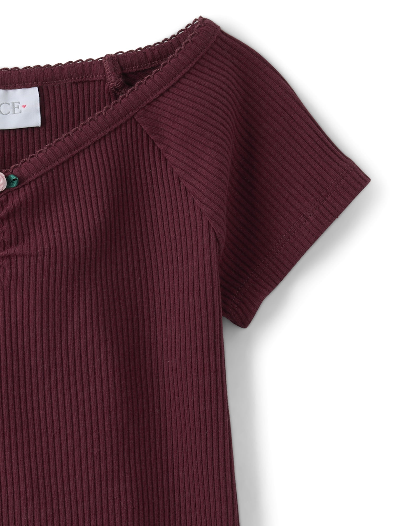 The Children's Place Girls Short Raglan Sleeve V-Neck Ribbed Cinched Top, Sizes XS-XXL