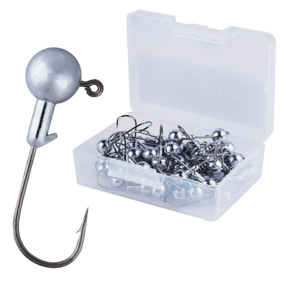 Goture Round Jig Head, Lead Jig Head Hooks for Freshwater Saltwater Fishing, Swimbait Jig Heads with Fishing Box for TroutBass Fishing, Crappie Pro Jig Heads