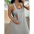 thumbnail image 2 of Light Grey Solid Asymmetric Neck Sleeveless Maxi Dress With Built-In Bra, 2 of 8