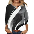 thumbnail image 2 of gakvbuo 3/4 Sleeve tops for Women Keyhole Neck summer Tunic tops Solid Color Round Neck Loose T-shirt, 2 of 6