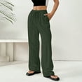 thumbnail image 5 of Comdrip Summer Bottoms for Women, Women's Spring and Summer Thin Solid Color Cotton and Linen Pocket Pants Casual Pants Linen Palazzo Pants Green L, 5 of 9