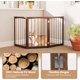 thumbnail image 5 of JJUN Freestanding Dog Gate for Small Medium Dogs, 63" W x 30" H Foldable 3-Panel Wooden Pet Gate, No Assembly Required, Indoor Safety Fence for Doorways, Stairs, Hallways, Bedrooms (Brown), 5 of 18