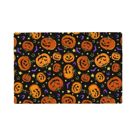 

Placemats Set of 4 / 6 pumpkins halloween bat print Placemats for Dining Table Indoor/Outdoors Heat Resistant Washable Placemats 18 x 12