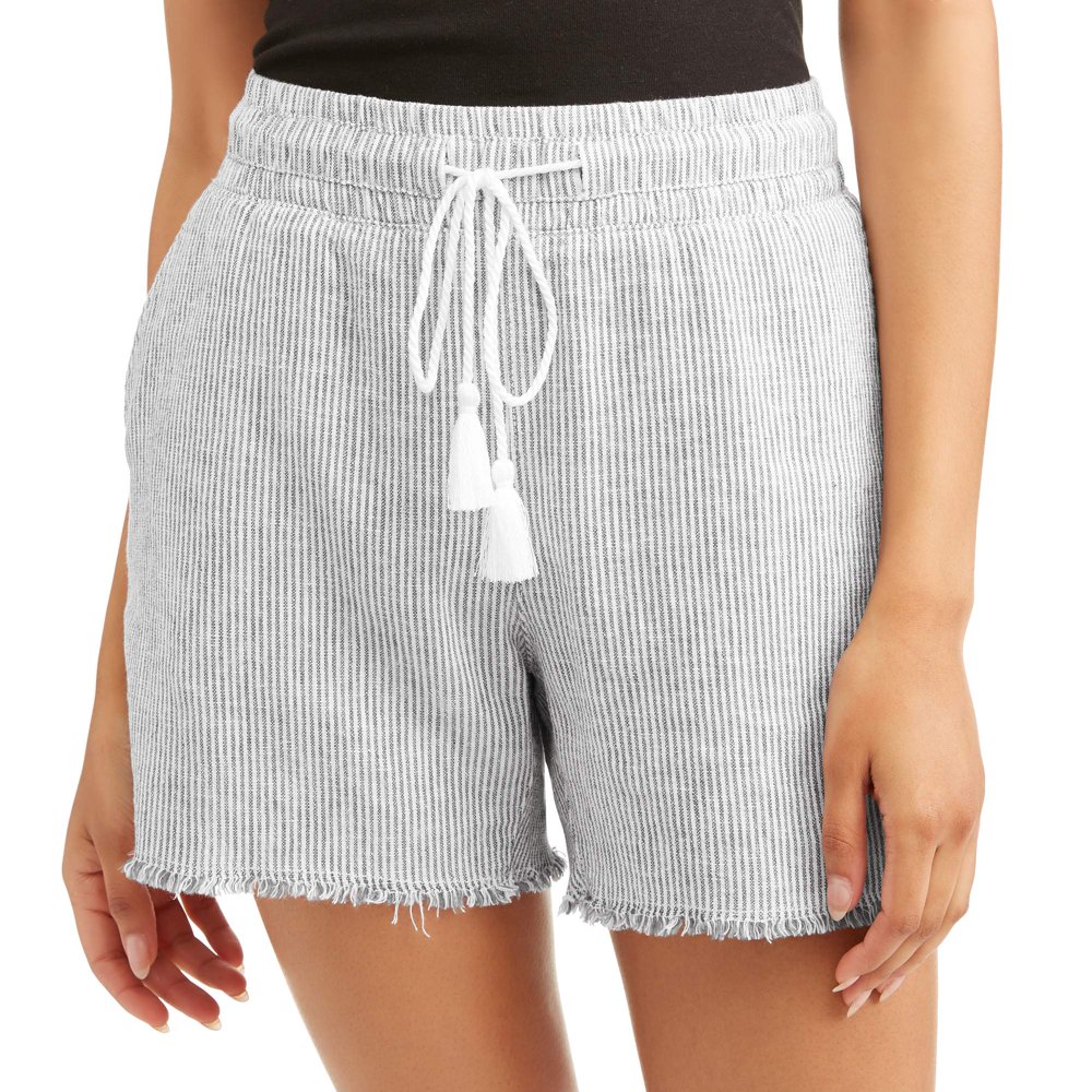 Time and Tru e Women's Linen Shorts with Drawstring Waist Walmart