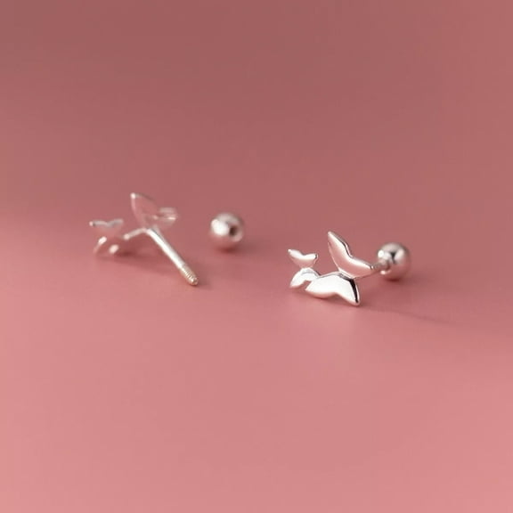 EOEMY Small 925 Sterling Silver Plain Butterfly Stud Earrings