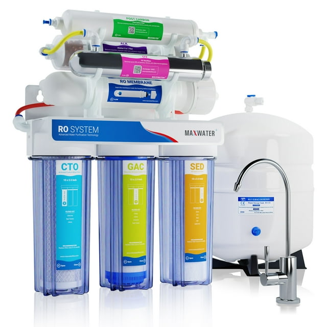 11 Stage Water Purification System for Drinking 50 GPD Reverse Osmosis Water filtration- UV+Alkaline