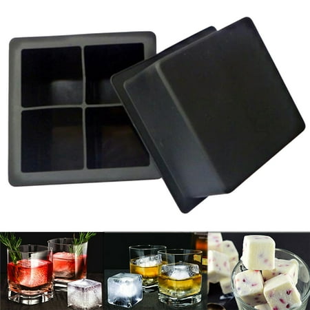 

Travelwant Ice Cube Tray Large Size Silicone Flexible 4-Cavity Ice Maker for Whiskey and Cocktails or Homemade Keep Drinks Chilled BPA Free Nontoxic Ice Cube Flexible and Easy Release