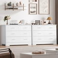 Homfa Simple Wooden Child Double Dresser, 6 Drawer White Wood Chest for