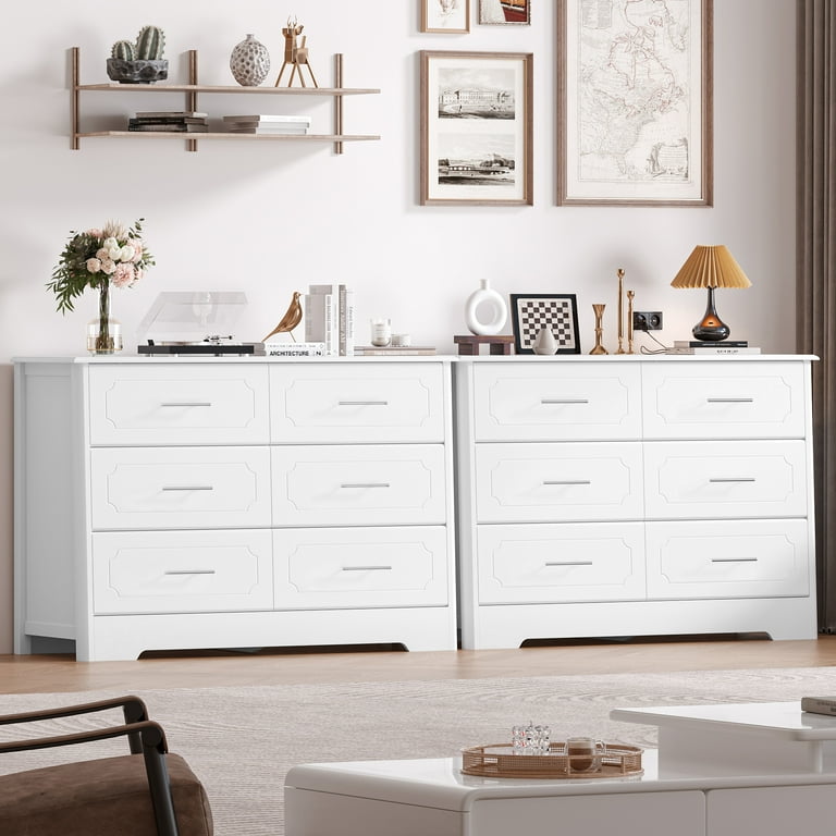 Homfa Children's Wooden Dresser, Double Dresser with 6 Drawers