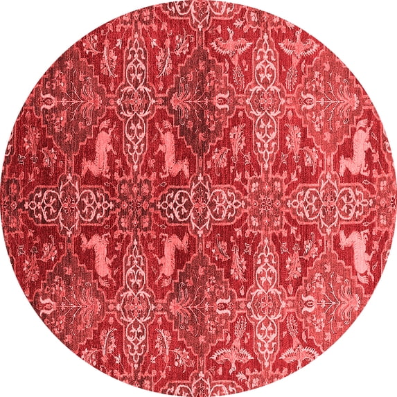 Ahgly Company Indoor Round Oriental Red Industrial Area Rugs, 5' Round