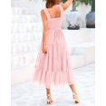 thumbnail image 3 of Vestido BTFBM para mujer de verano 2025, sin mangas, cuello cuadrado, midi, 3 of 6