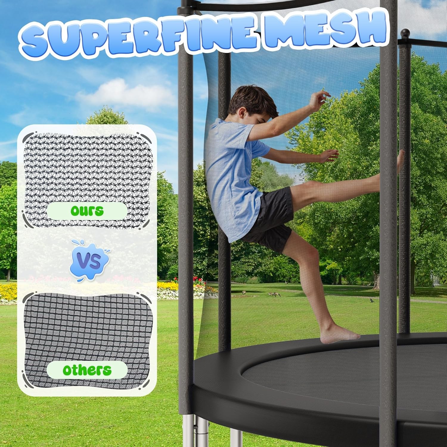 Outdoor Trampolines 8ft 10ft 12ft 14ft 15ft,Exercise Trampolines with Enclosure Net and Ladder,Recreational Anti-Rust Trampolines for Kids and Adults