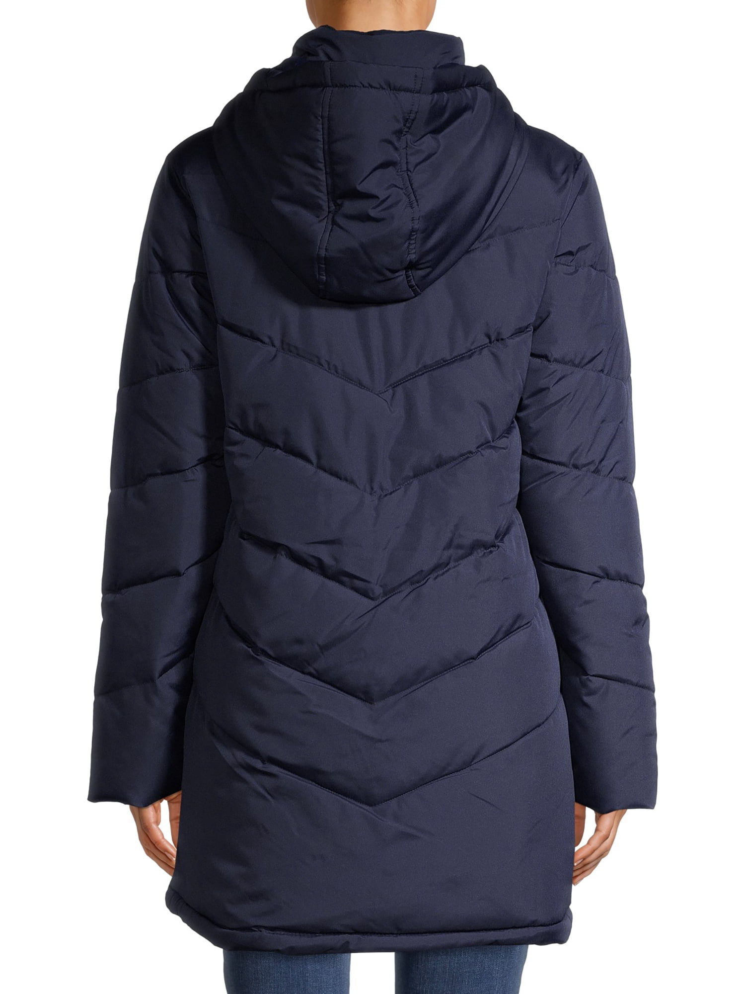 Big Chill Women's and Women's Plus Chevron Quilted Puffer Jacket with Hood, Sizes S-3X