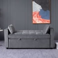 thumbnail image 6 of Gewnee 55'' Modern Convertible Velvet Sofa Bed with Pull-Out Twin Bed, Adjustable Backrest for Living Room, Office (Dark Gray), 6 of 11