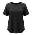 thumbnail image 6 of TaTaai Women's Spring Summer Solid Top, Round Neck Short Sleeve, Color Block Sleeve Design, Casual Daily Home Office Wear, Light Fabric Gift, 6 of 6