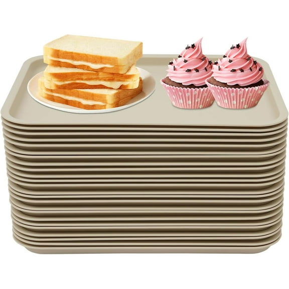 24PCS Plastic Cafeteria Trays - Durable Restaurant Serving Trays for Fast Food, Coffee Bars, and Cafeterias
