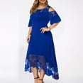 thumbnail image 6 of IDALL Wedding Guest Dresses,Prom Dresses Women Plus Size Casual Solid Lace Dress Short Sleeve Irregular Lace Stitching Long Dress Plus Size Dresses,Maxi Dresses,Formal Dresses Blue Dress 3XL, 6 of 7