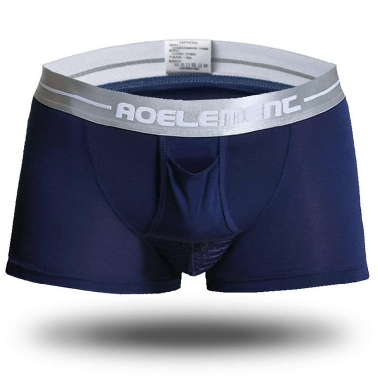 CAICJ98 Mens Underwear Men's Boxer Briefs No-ride Up Man Boxer Comfortable  Breathable Bamboo Viscose Underwear for Men Blue,L 