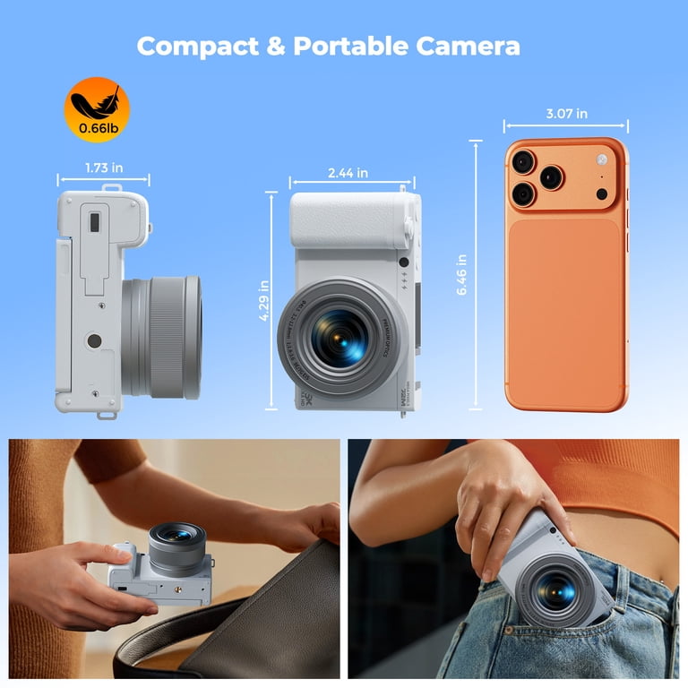 Campark AC26 72MP Digital Camera for Photography with 6X Optical